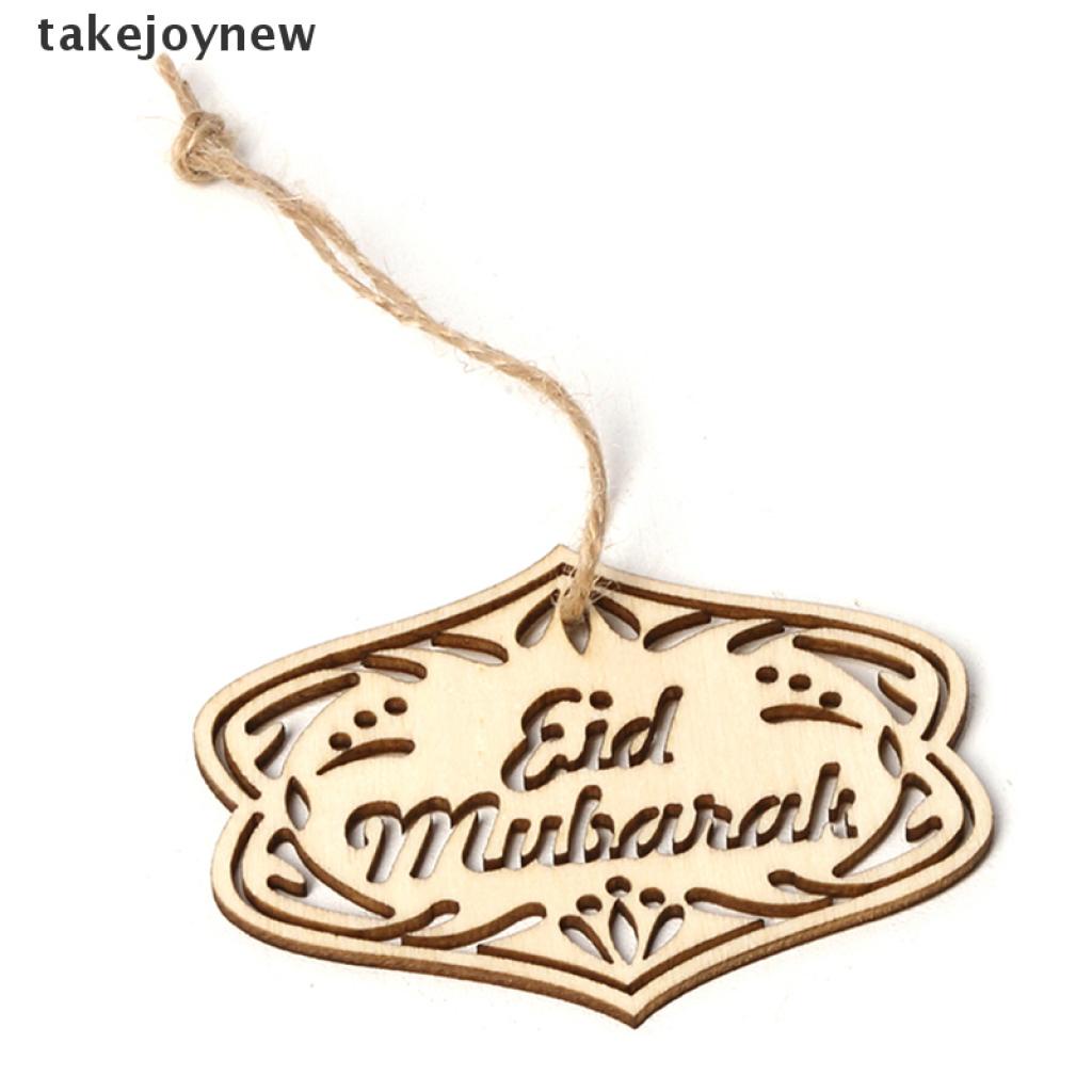 Set 10 Mặt Gỗ Khắc Chữ Eid Mubarak Dùng Trang Trí Diy