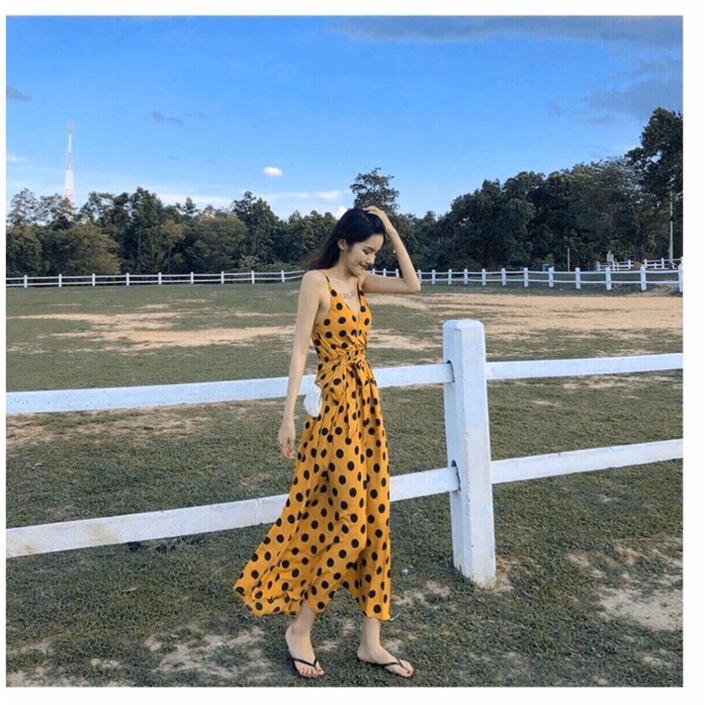 ĐẦM MAXI HỞ LƯNG| VÁY DÁNG SUÔNG CHẤM BI | MAXI ĐẸP HÚT HỒN | BigBuy360 - bigbuy360.vn