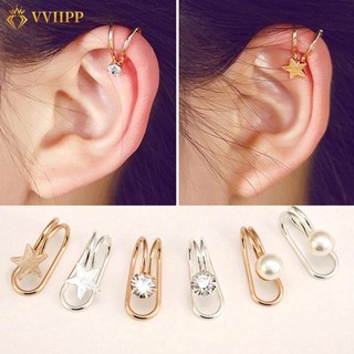 Khuyên kẹp vành tai hình ngôi sao/đính đá/ngọc trai giả phong cách Hàn Quốc cho nữ T7B31PKNU81