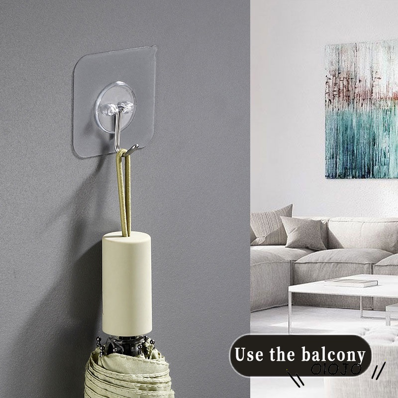 1 Bộ Móc Dán Tường Trong Suốt Hình Tròn Chịu Tải Nặng Chống Nước Cho Nhà Bếp / Phòng Tắm