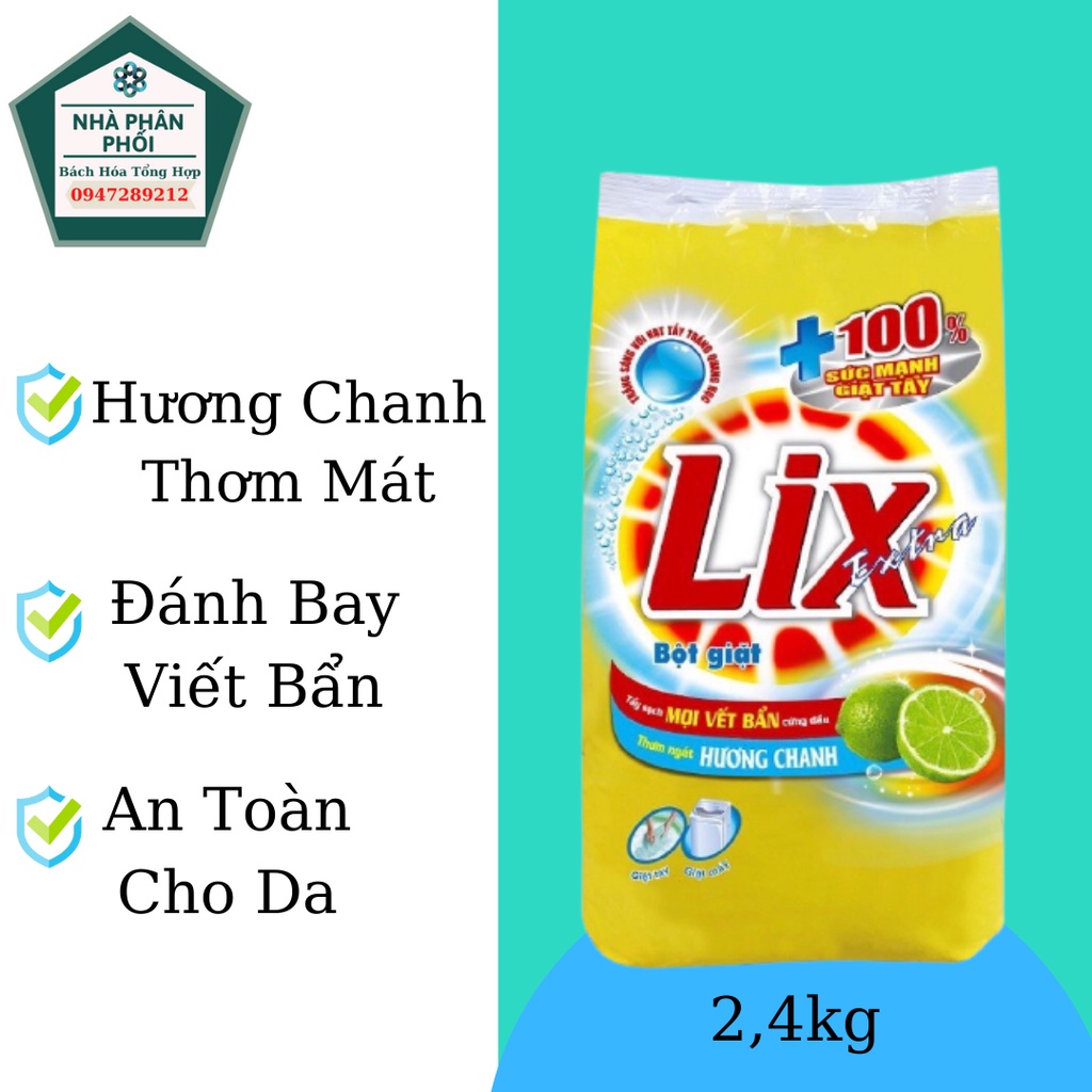 Bột Giặt Lix hương chanh 2,4kg