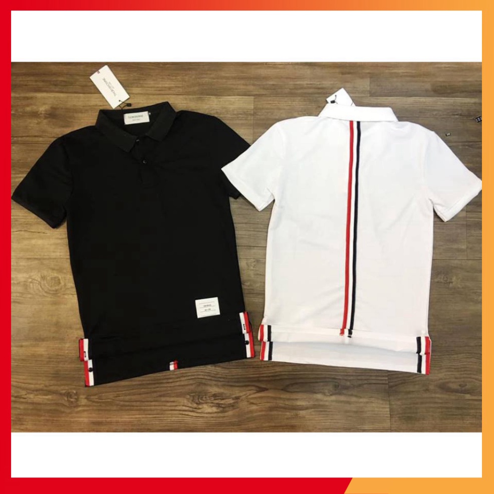 Áo Polo Unisex sọc chéo xanh đỏ,cotton cổ bẹ cộc tay thời thượng cực sịn sò