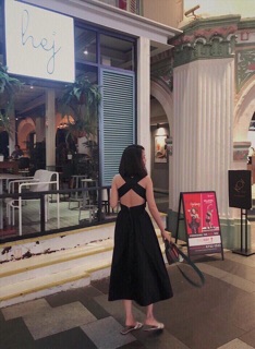 ĐẦM MAXI ĐEN CHÉO LƯNG