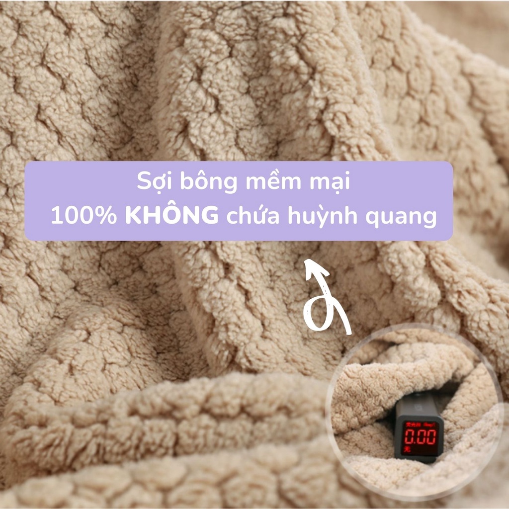 Khăn tắm lông cừu lớn sợi microfiber Hàn Quốc cao cấp mềm mịn bảo vệ da cho gia đình và cho bé
