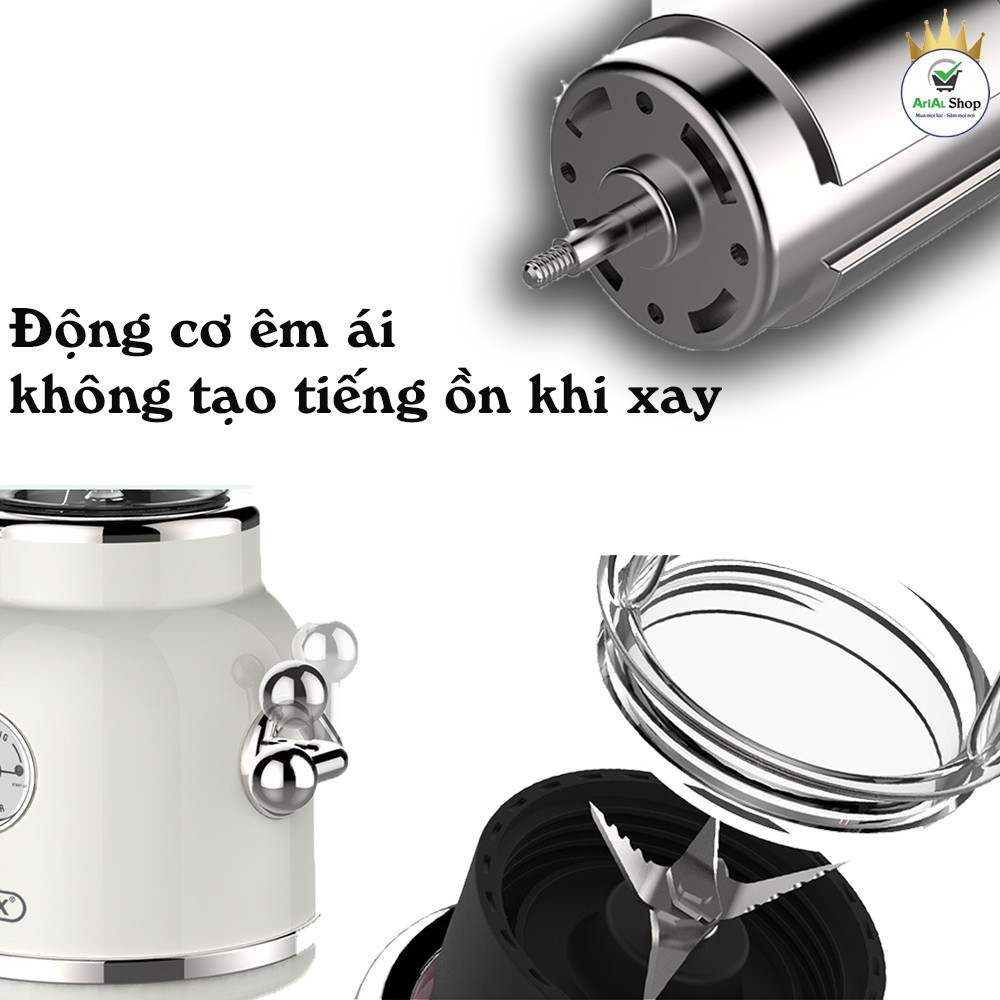 [BẢO HÀNH 12 THÁNG] Máy Xay Sinh Tố ECX Mini Kiểu Dáng Cổ Điển Với 2 Bình Dung Tích 600ml