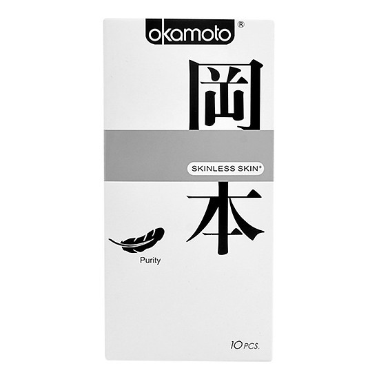 Hộp 10c Bao Cao Su OKAMOTO SKINLESS SKIN PURITY Trắng Tinh Khiết - Nhập Khẩu Nhật Bản