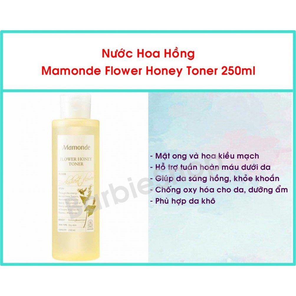 NƯỚC HOA HỒNG MAMONDE FLOWER WATER TONER đủ mùi - hoa hồng - diếp cá 250ml