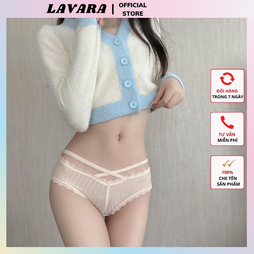Quần lót nữ phối ren sexy quyến rũ dây đan chéo LAVARA QL10-1