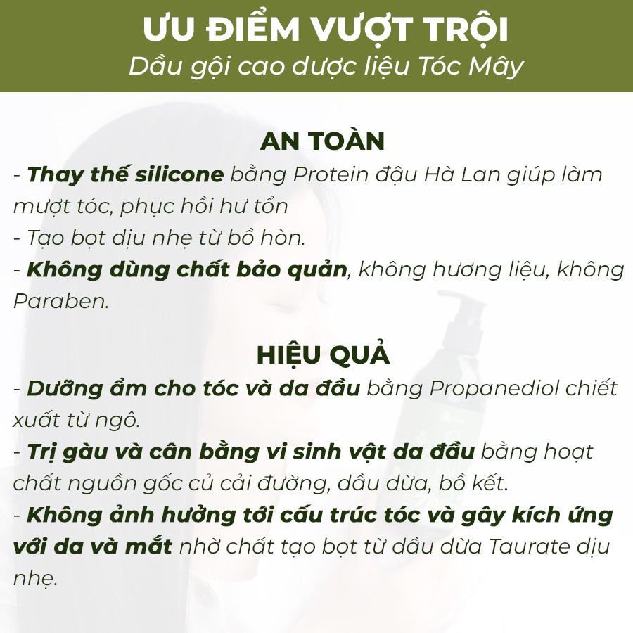 Dầu Gội Thảo Dược Tóc Mây Chiết Xuất Bồ Kết Cô Đặc An Toàn Từ Thiên Nhiên Ngừa Rụng Tóc Giảm Gàu Cỏ Mềm 300g | BigBuy360 - bigbuy360.vn