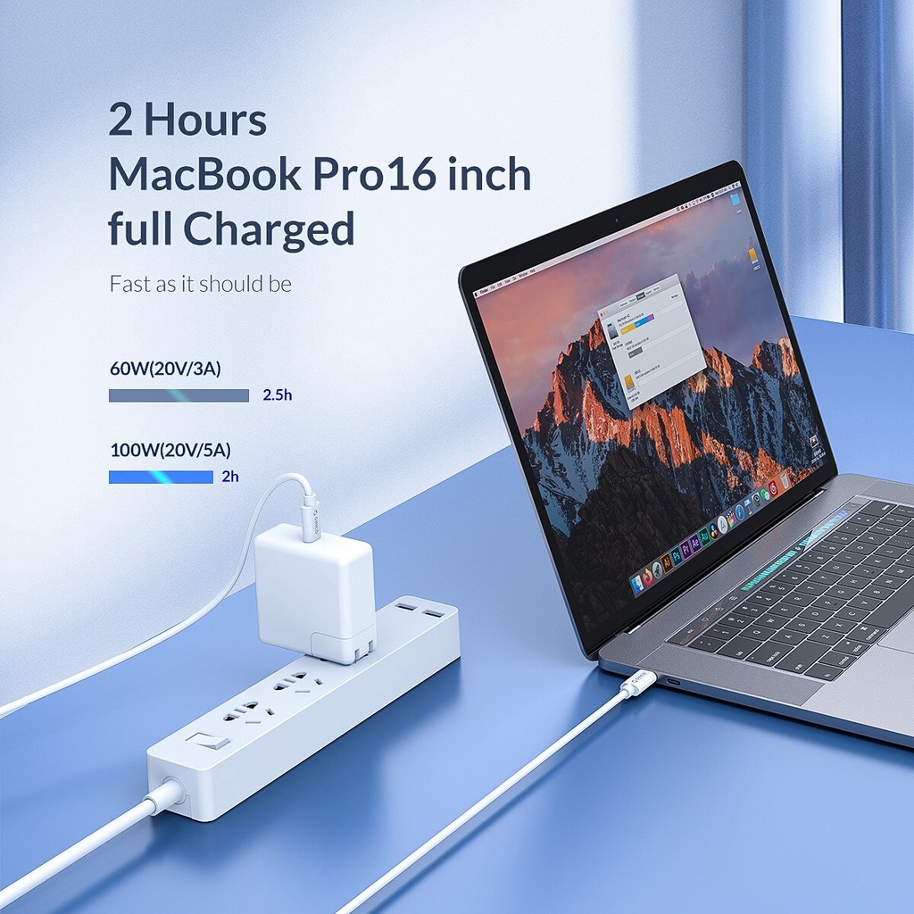 ORICO Cáp USB Type-C sang Type-C 20V / 5A PD100W QC4.0 Sạc nhanh Máy tính xách tay CTC100