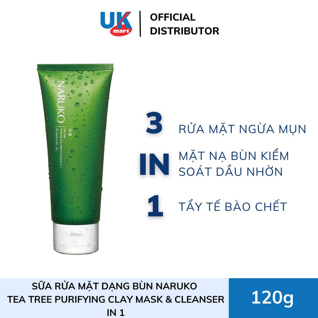 Sữa Rửa Mặt Naruko Trà Tràm Dạng Bùn Naruko Tea Tree Purifying Clay Mask and Cleanser in 1 120 gr