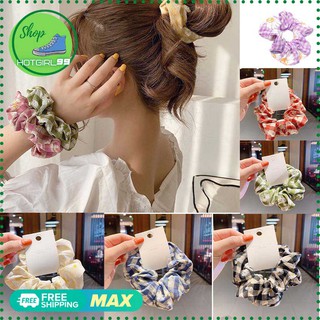 Dây buộc tóc, cột toc scrunchies vải caro hoa cúc, buộc toc Phong cách hàn quốc,buộc toc,