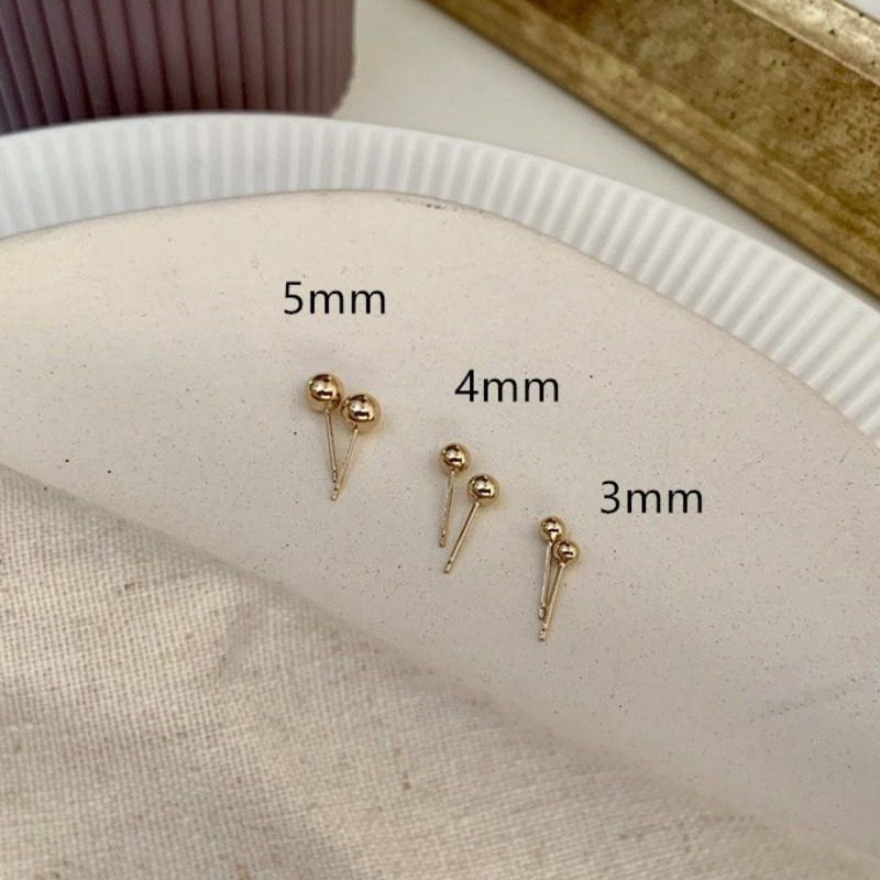 Bông tai titan không gỉ mạ vàng 18k thiết kế dạng bi tròn đơn giản nhẹ nhàng thời trang cho nữ