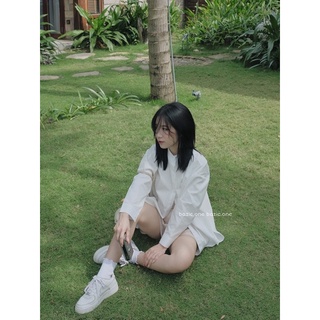 Áo sơ mi cổ tàu tay dài form oversize Bazic one