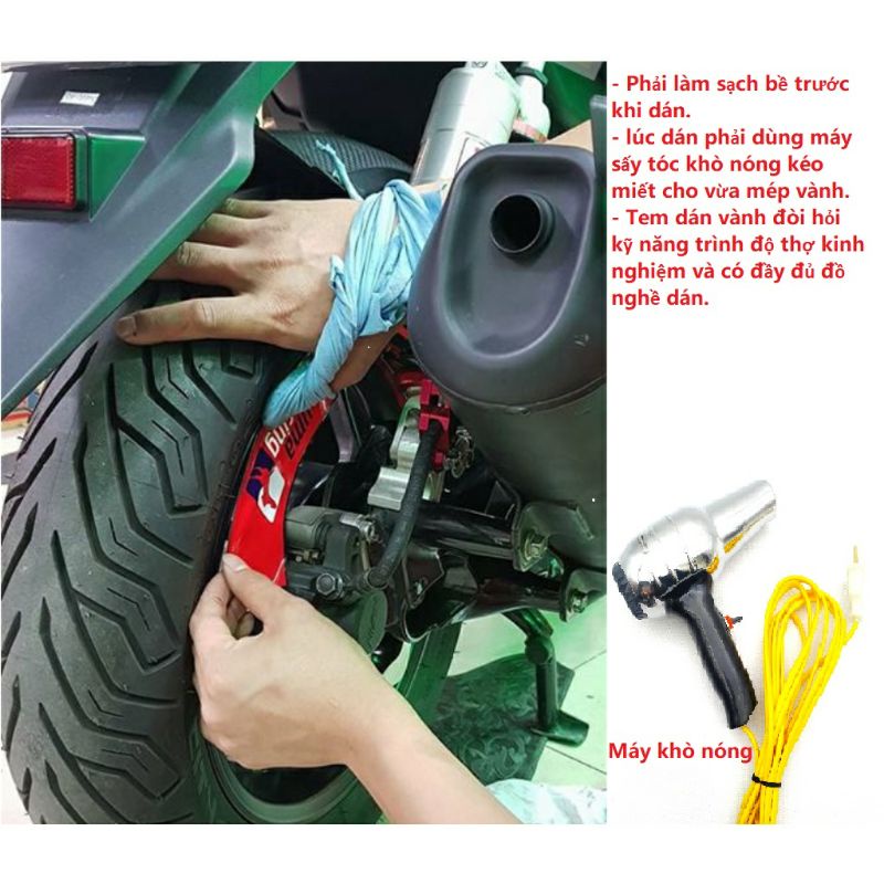Tem Dán Vành Dán Mâm Xe Máy HRC (17inch) - giá 1 bộ