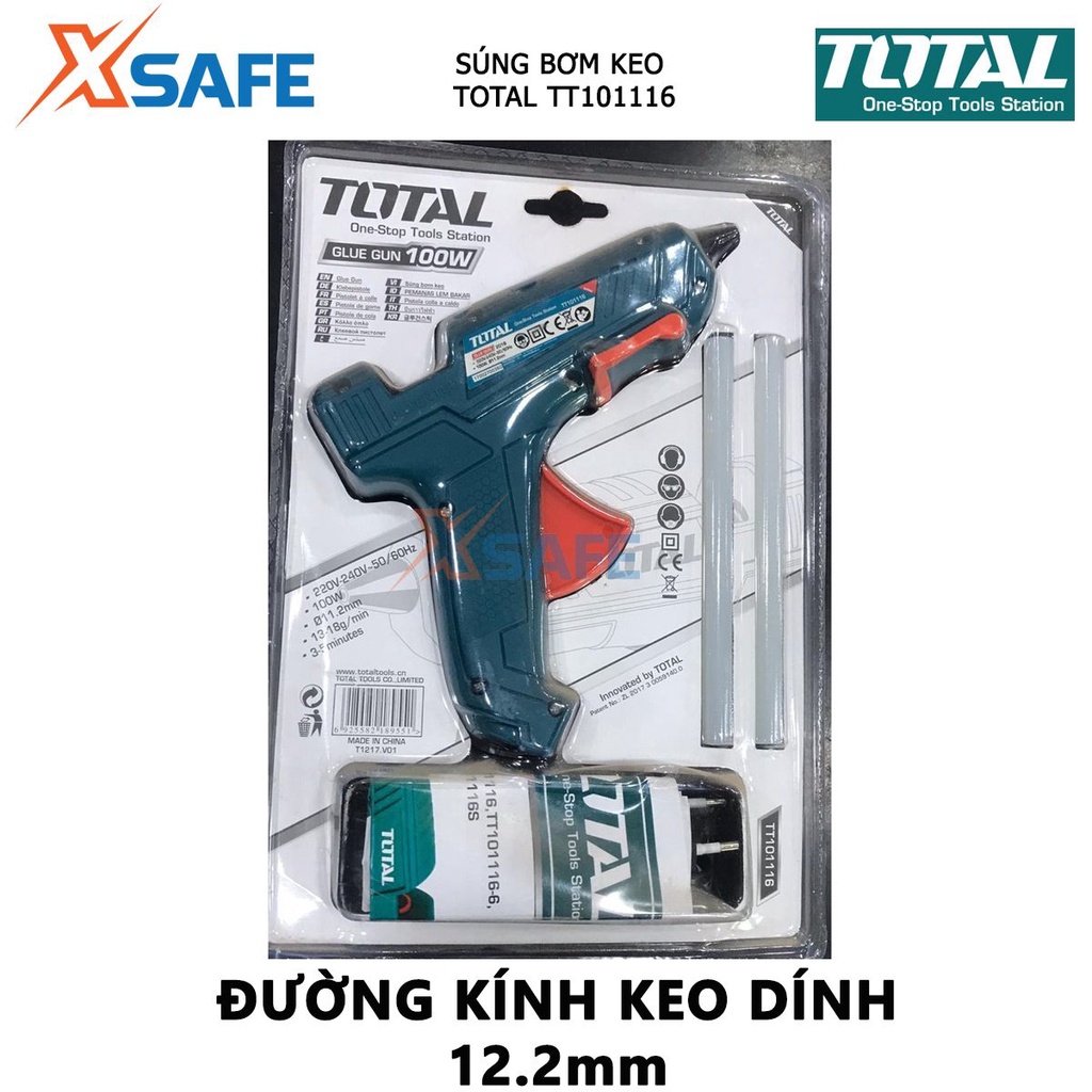 Súng bắn keo nến TOTAL TT101116 điện thế 220-240V, công suất 100W thao tác gắn kết, dán keo nhanh