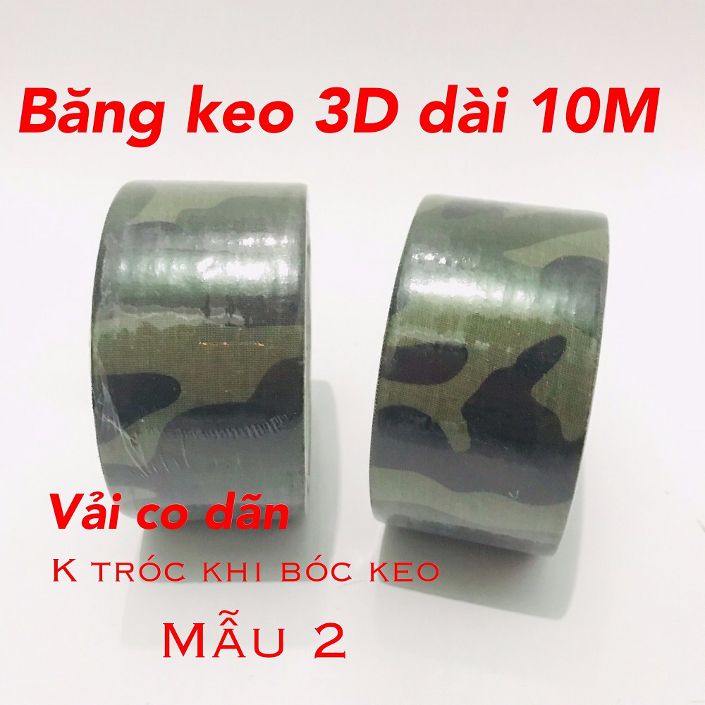 Băng keo ngụy trang 3D dài 10m màu rằn ri.