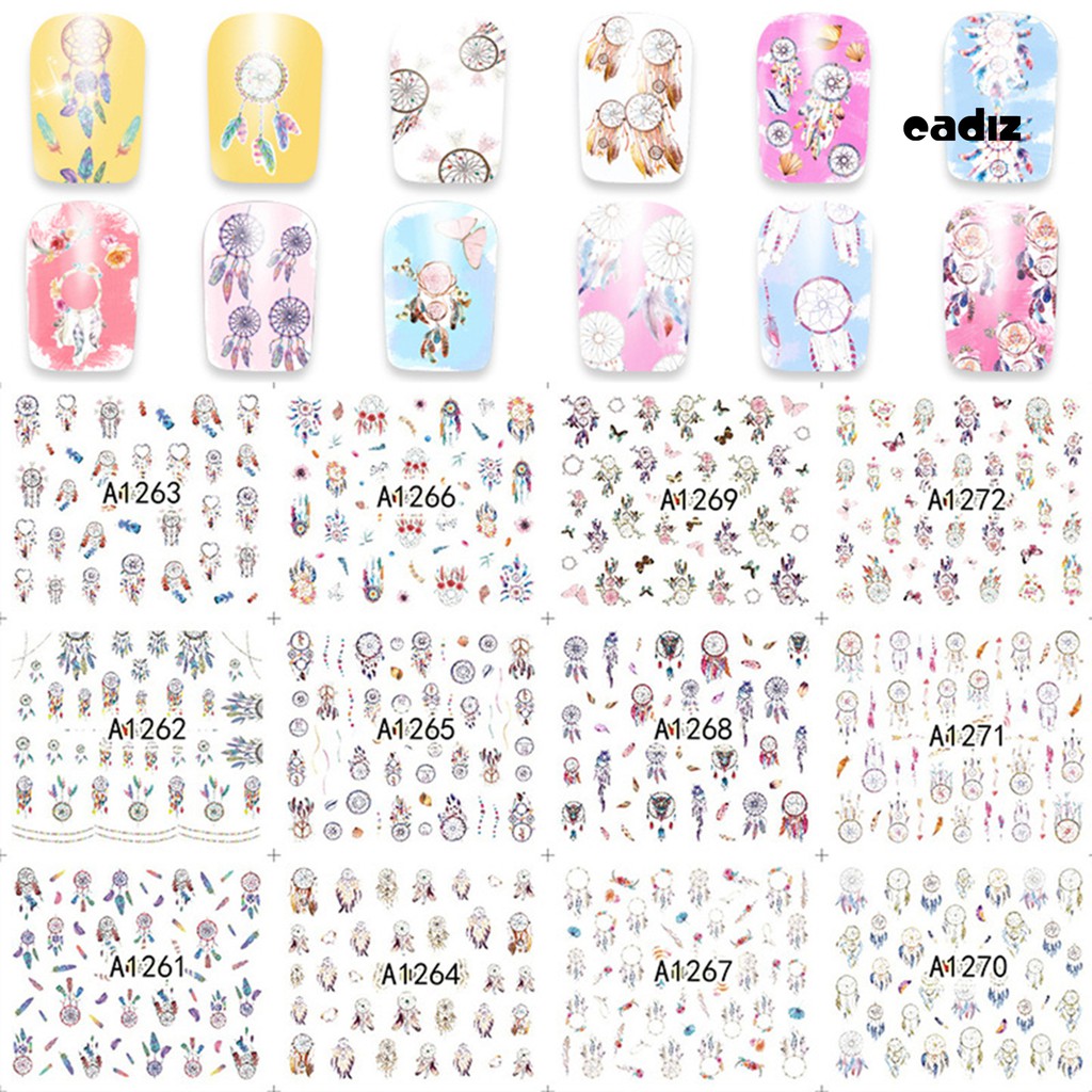 [Hàng mới về] Set 12 tờ miếng dán trang trí móng tiện lợi