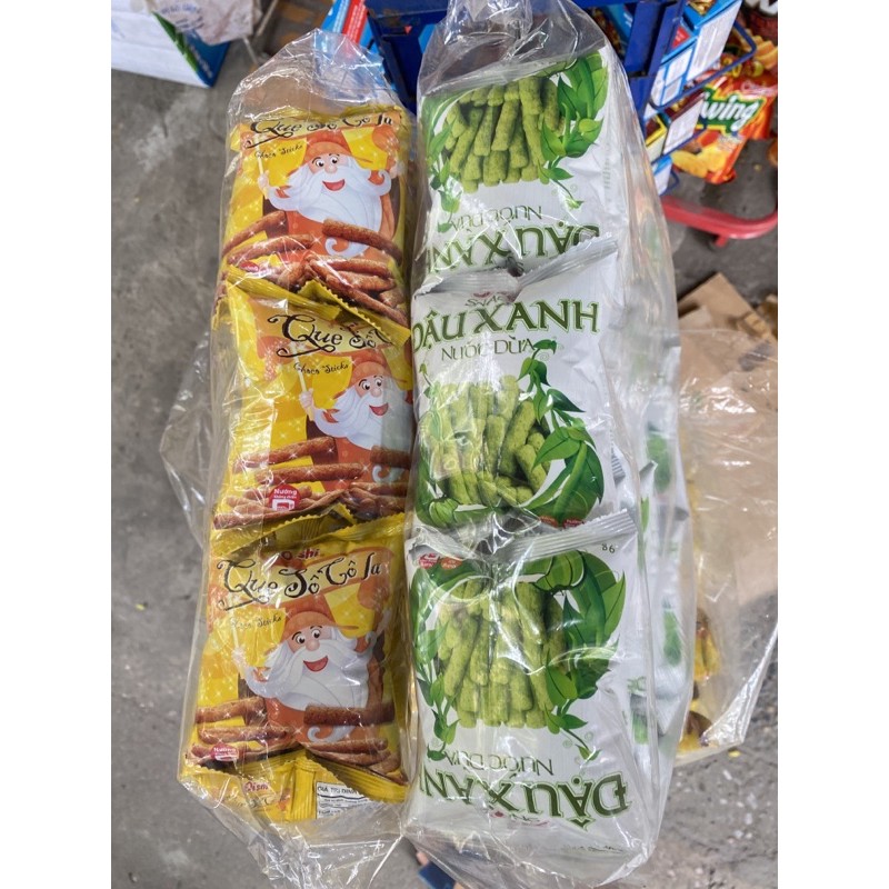 Bim Bim Oishi Đậu Xanh Nước Dừa/ Que Socola Bịch 20 Gói Bé (20 gói x9g)
