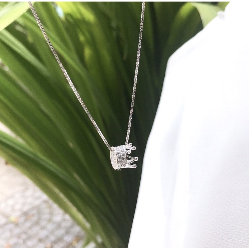Dây chuyền bạc nữ AURA, vòng cổ vương miện đính đá- AURASILVER-DC05