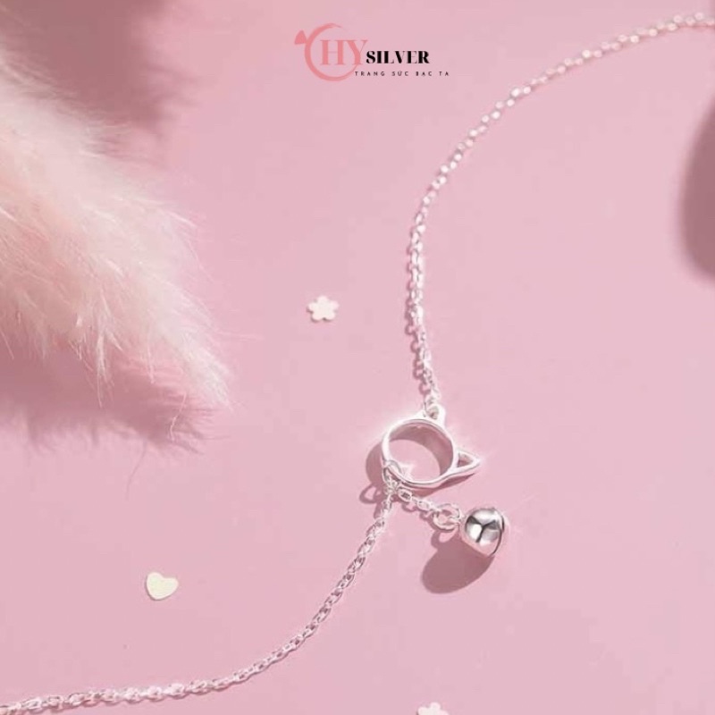Lắc tay lắc chân bạc ta mèo kèm chuông dễ thương nhỏ xinh lắc nữ
