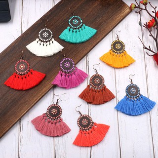 Khuyên tai nữ tua rua phong cách boho vintage