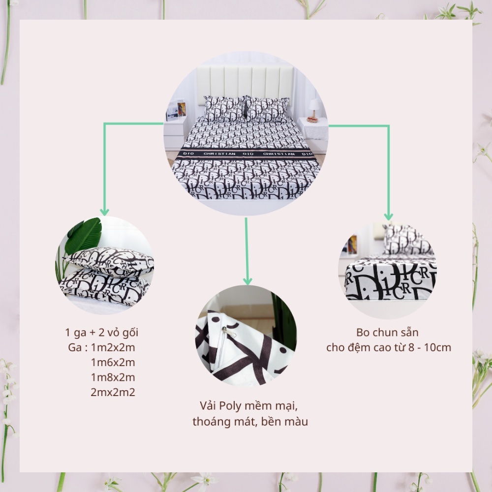 Ga Trải Giường Nhiều Mẫu Đẹp Mới Kèm 2 Vỏ gối