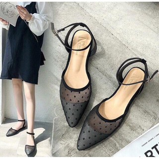 Giày búp bê hở gót chấm bi siêu xinh