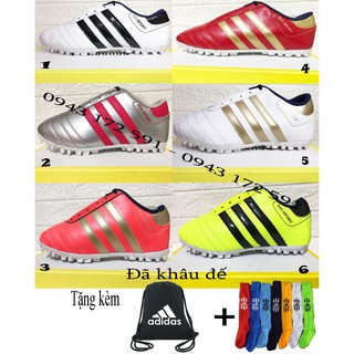 Giầy Đá Bóng Sân Ba Sọc Size 38 Đến Size 43 Khâu Full Đế Tặng Tất dài + Balo