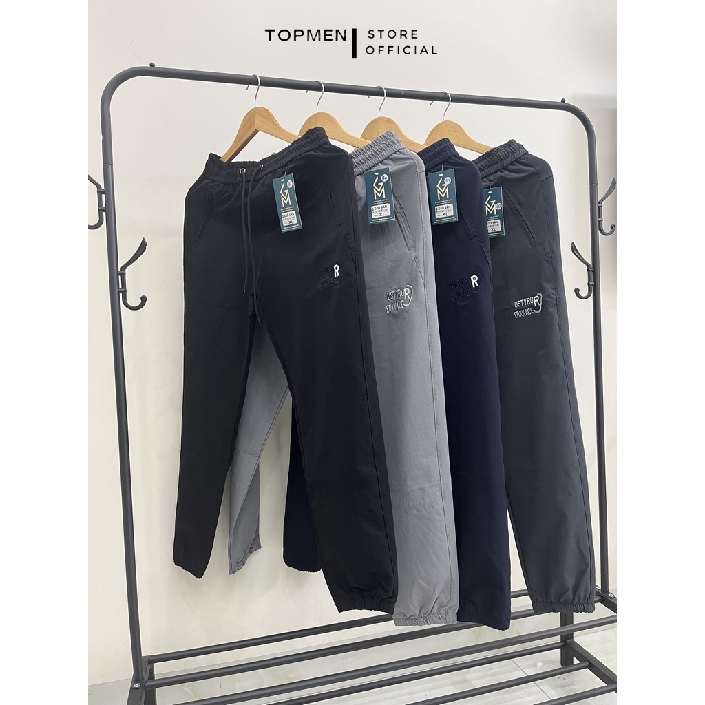 Quần jogger gió sần TOPMEN lót vải ống bo, co giãn 4 chiều chống nhăn