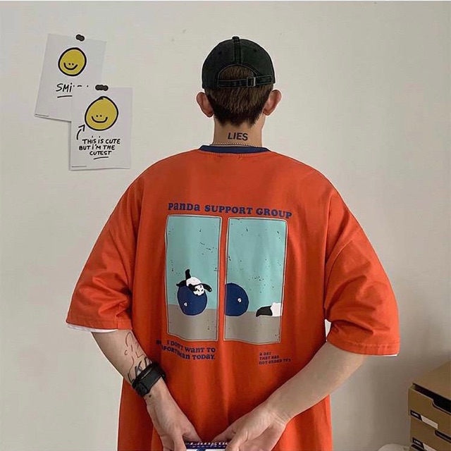 [ PINK ] Áo thun Cổ Phối tay lỡ PANDA Unisex | BigBuy360 - bigbuy360.vn