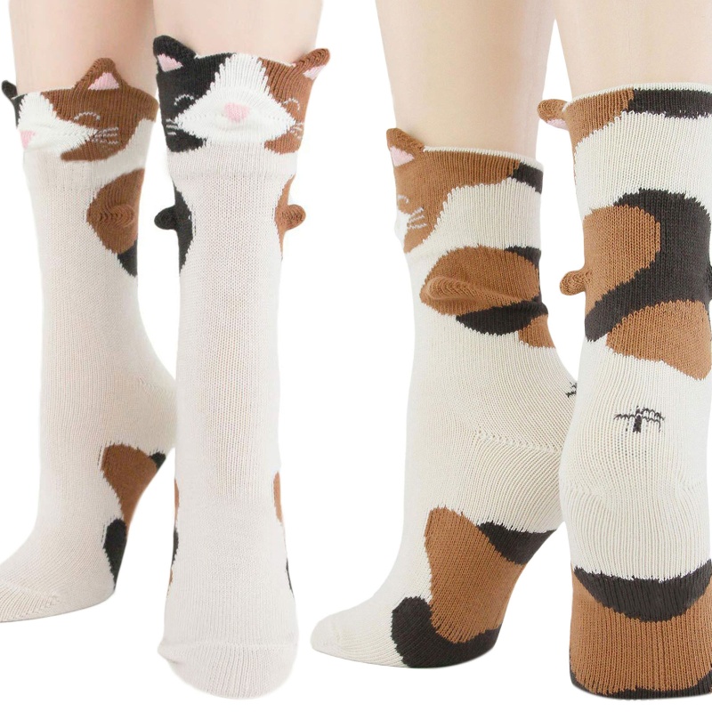 XIXI Tất Cotton Chống Trượt In Hình Mèo Thời Trang