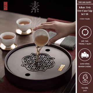 Khay trà tre cao cấp tròn kt 18
