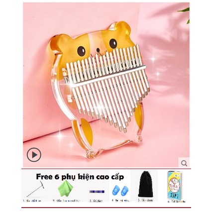 [ Tặng 6 loại phụ kiện] Đàn kalimba trong suốt pha lê 17 phím 21 phím Tonic hamster siêu iu quà tặng sinh nhật