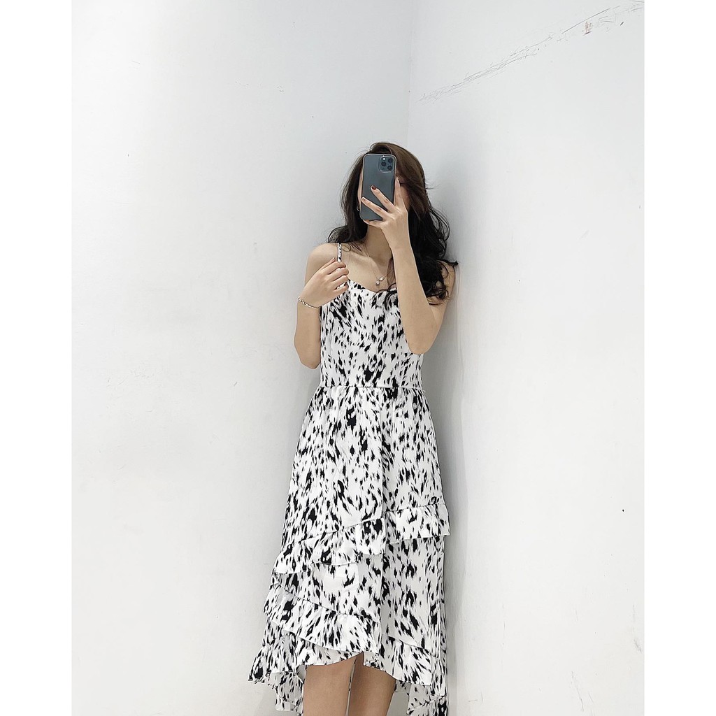(FREESHIP)Đầm 2 dây loang đuôi cá