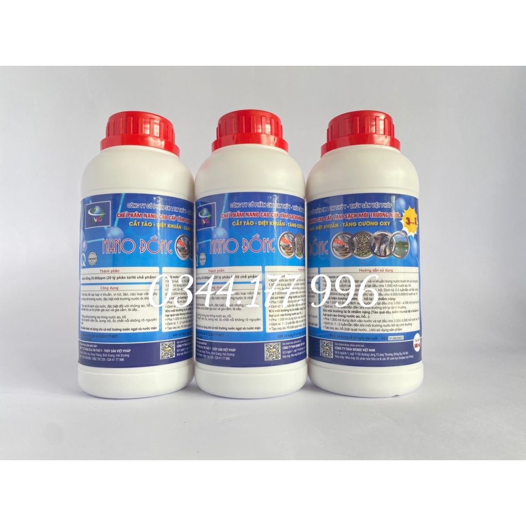 Nano bạc đồng Việt Pháp 500ml, diệt nấm khử khuẩn cho ốc nhồi, ốc bươu đen