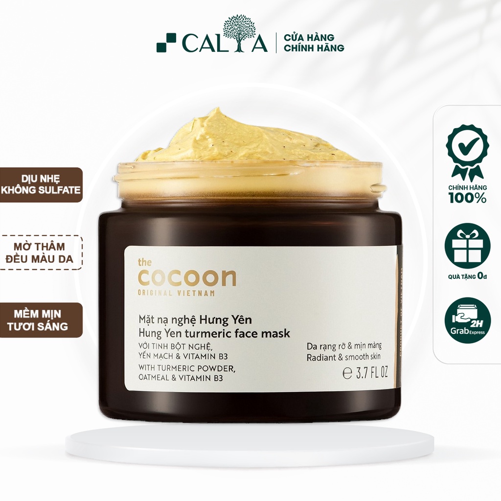 Mặt Nạ Cocoon Chiết Xuất Nghệ Hưng Yên Chống Lão Hóa, Mờ Thâm, Sáng Da - Cocoon Hung Yen Turmeric Face Mask 30ml/100ml