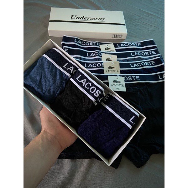 Hộp 5 quần lót nam đùi cá sấu cạp đen, Quần sịp đùi nam boxer LALYLA chất cotton thấm hút vượt trội co giãn 4 chiều