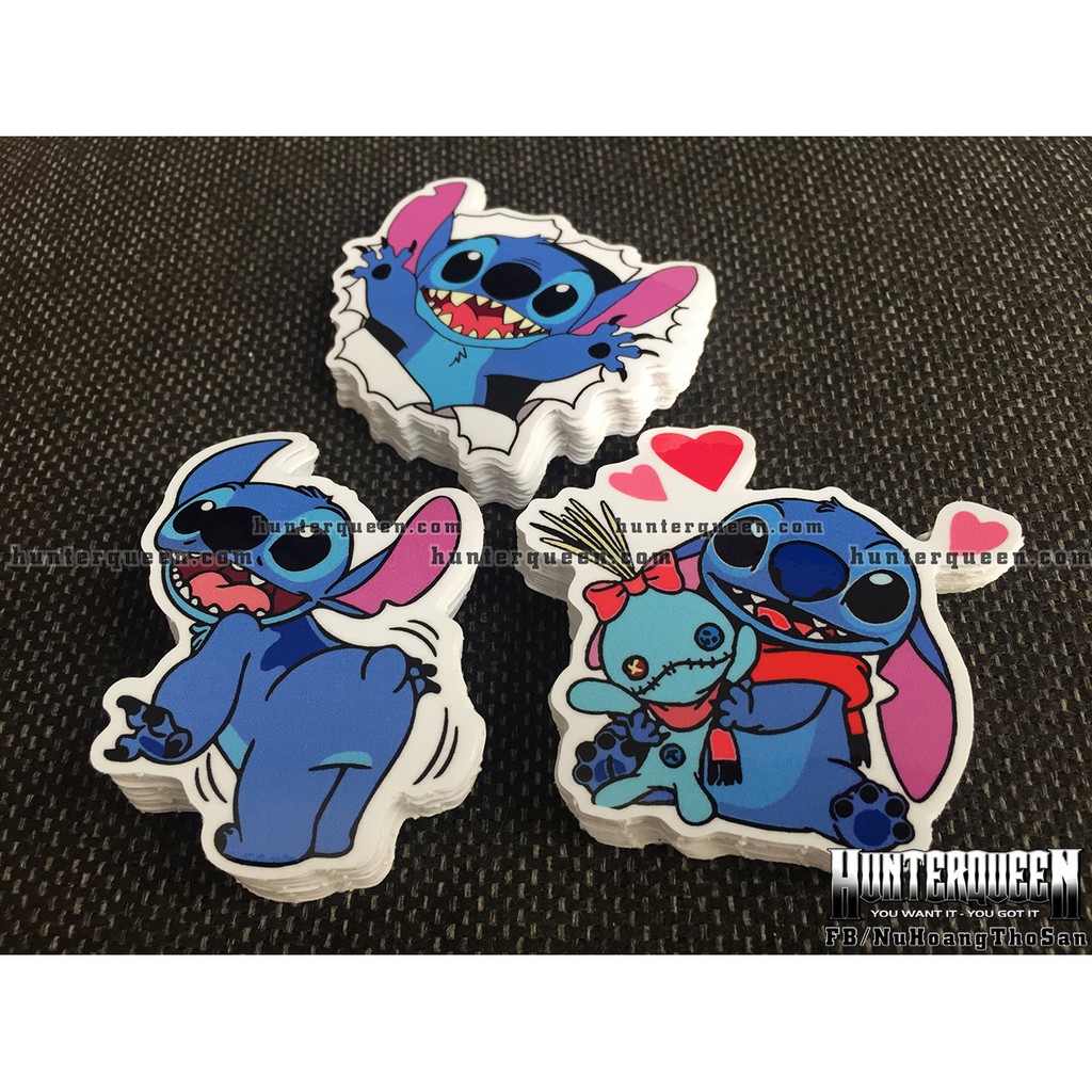 Bộ 3 hình dán STITCH dễ thương [ 7cm ]. Logo decal chống nước trang trí xe máy, nón bảo hiểm, tủ, laptop, điện thoại