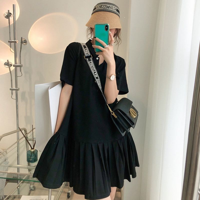 Đầm Xếp Ly Tay Ngắn Cổ polo Plus Size Dành Cho Nữ