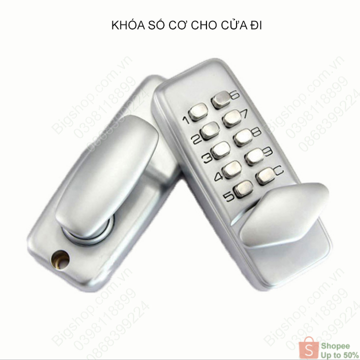 Khóa số cơ chuyên cho cửa gỗ, cửa nhôm vỏ làm bằng hợp kim nhôm, loại 3-4 mã số kiểu ấn (Hàng sẵn kho Hà nội)