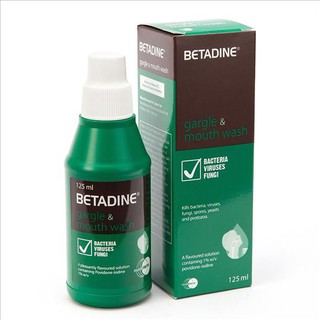 BETADINE GARGLE & MOUTHWASH 1% 125ML. DÙNG SÚC HỌNG VÀ SÚC MIỆNG.