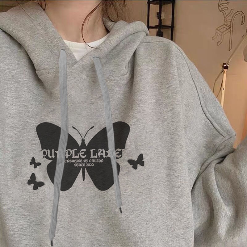 Áo Khoác Hoodie Tay Dài Vải Nhung Dày Dáng Rộng Phong Cách Hàn Quốc Thời Trang Mùa Đông 2022