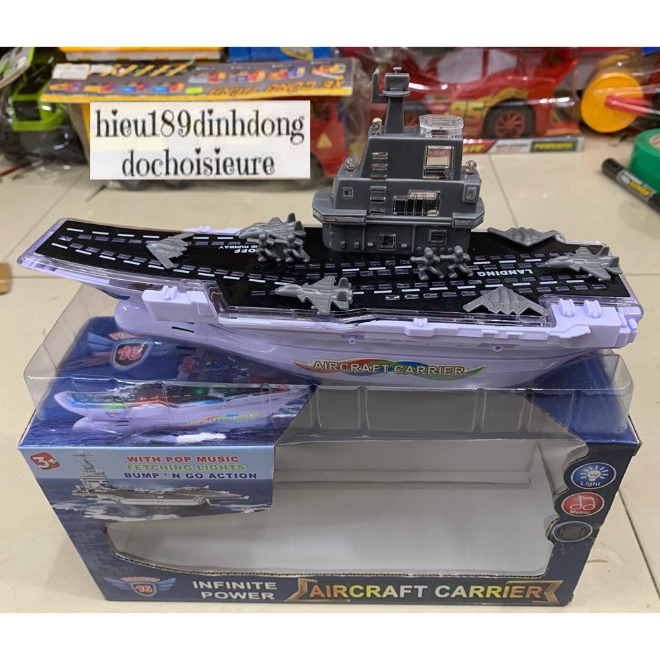 Đồ chơi tàu sân bay chạy pin có nhạc có đèn (video kèm ảnh thật)
