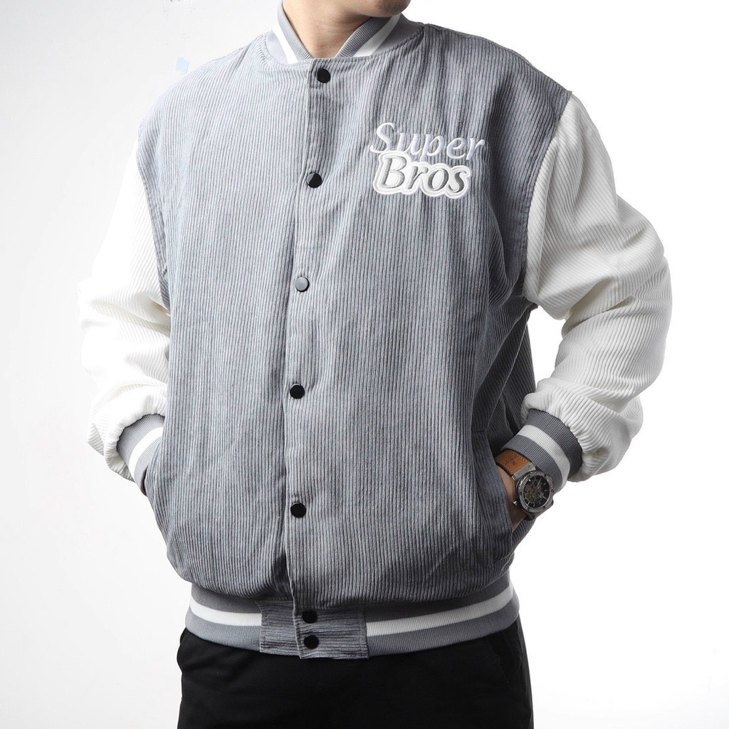 Áo Khoác BomBer Super Bros Nhung 2 lớp thêu mặt quỷ logo thêu cao cấp 1kenz