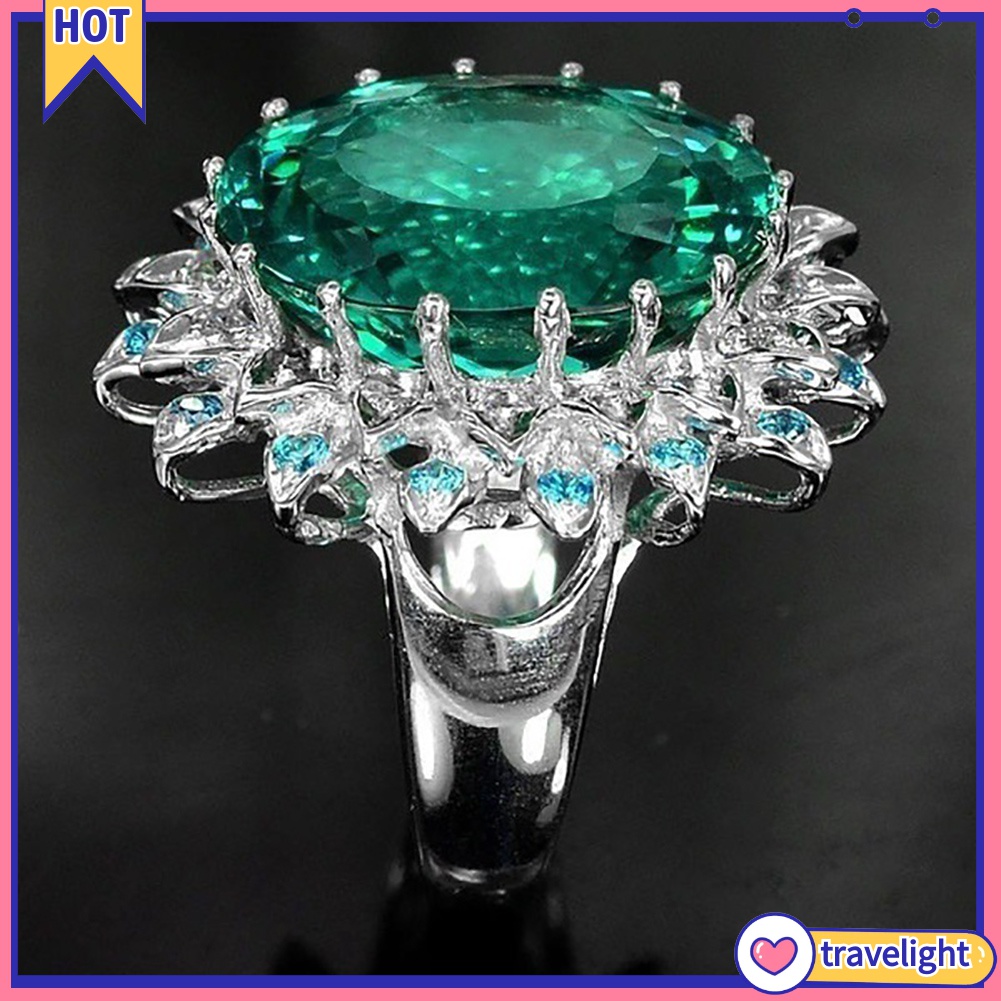 Nhẫn Đính Đá Zircon Hình Oval Kiểu Dáng Thanh Lịch