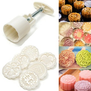 Khuôn bánh trung thu, khuôn bánh nướng, bánh dẻo lò xo 6 mặt (100g)