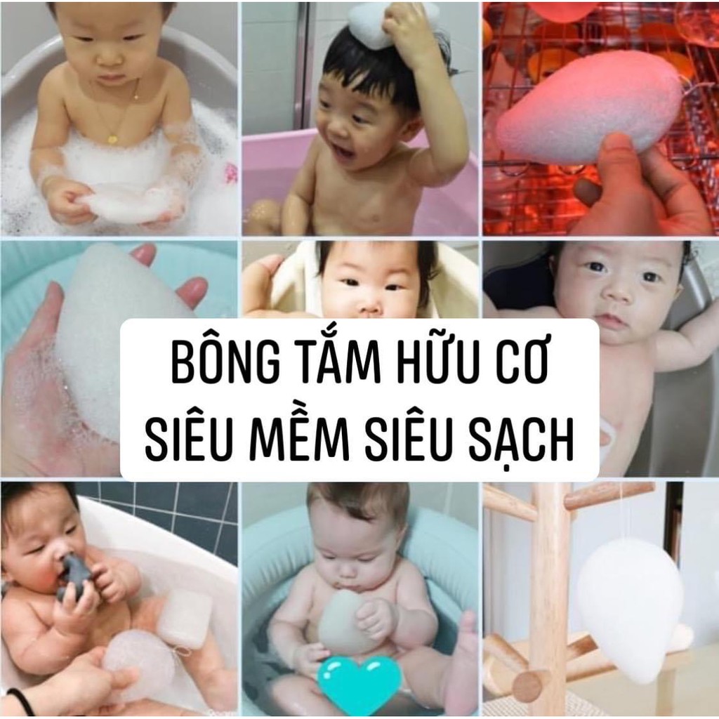 Bông rửa mặt/Bông tắm hữu cơ 𝐌𝐔𝐑𝐌𝐔𝐑 𝐊𝐎𝐑𝐄𝐀 - Murmur Organic - Hàn Quốc siêu mềm mại cho cả mẹ và bé