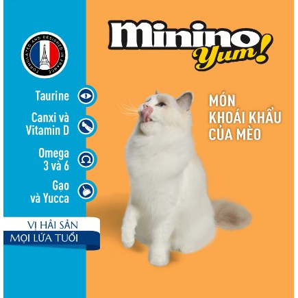 [1.5kg💯] Thức Ăn Cho Mèo Con & Mèo Trưởng Thành Minino Yum (Vị Hải Sản) 1.5Kg