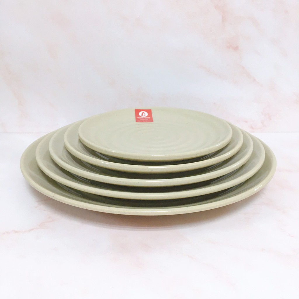 Đĩa Vuông - Tròn Có Vân SUPERWARE Nhựa Phíp 100% Melamine Nâu Đá - Stone